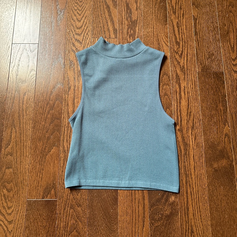Zara Ribbed Mock Neck Tank Top